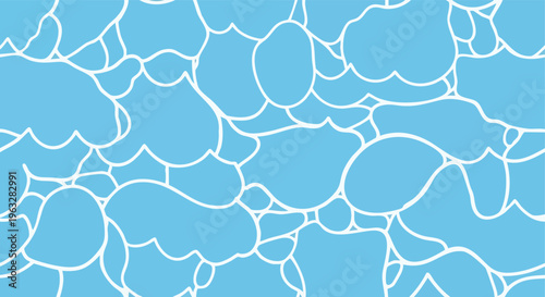 Abstract Organic Shapes Seamless Pattern. Fluid Doodle Background. Minimalist Blue Texture. Digital Wallpaper.