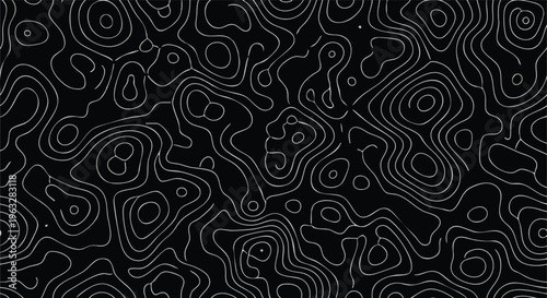 Abstract Topographic Lines Pattern. Digital Contour Map. Modern Seamless Texture Background.