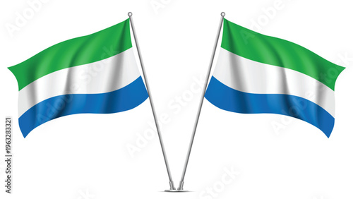 Free Download Realistic Double SIERRA LEONE Flag Mockup with Wavy Fabric Effect - GFXLoad