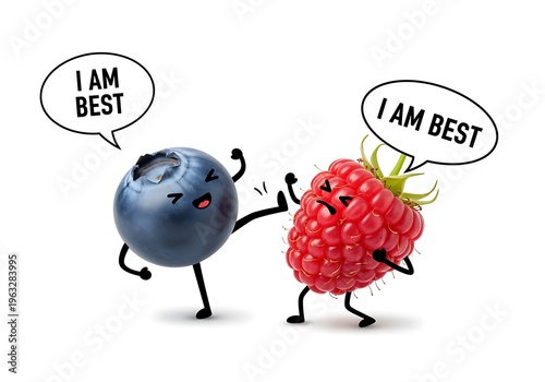 Cartoon Blueberry And Raspberry Arguing Who Is Best
