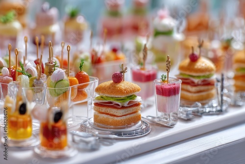Assortment of Delicious Mini Burgers and Appetizers at a Party.