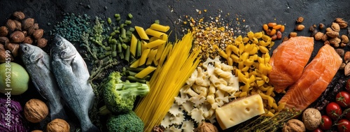 Abundant Variety of Healthy Foods and Ingredients Arranged Artfully.