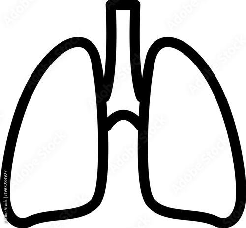 シンプルな肺の線画イラスト