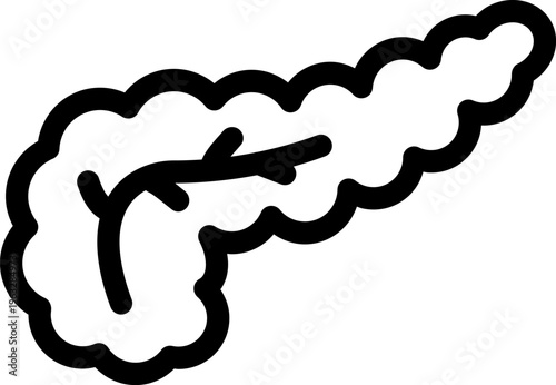 シンプルな膵臓の線画イラスト