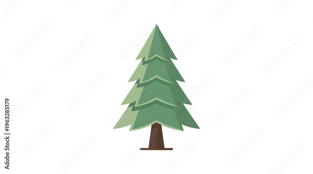 Obraz premium Green Paper Cutout Christmas Tree Illustration.