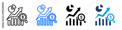 Market Research Icon Set Multi Style Vector Illustration