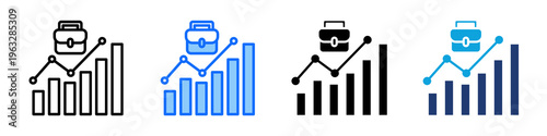 Business Growth Icon Set Multi Style Vector Illustration