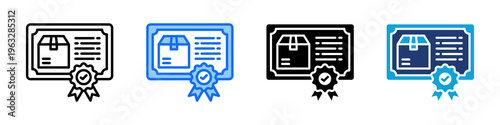 Quality Certificate Icon Set Multi Style Vector Illustration