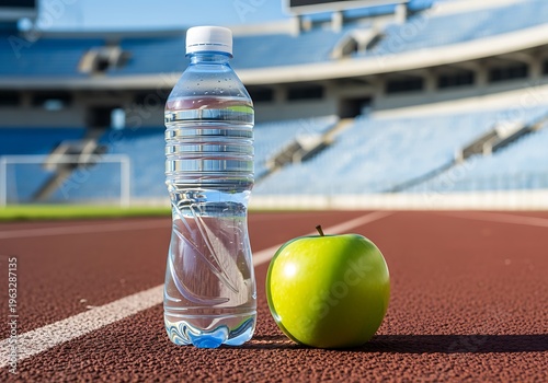 Healthy snacks and hydration on running track