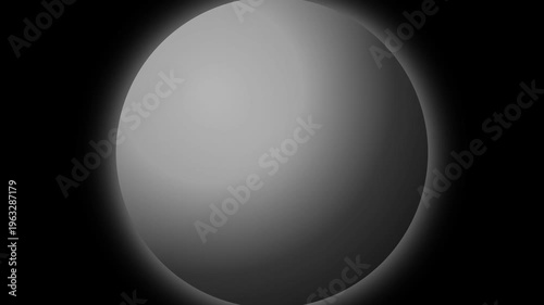 The large gray sphere glows brightly in the dark space environment.