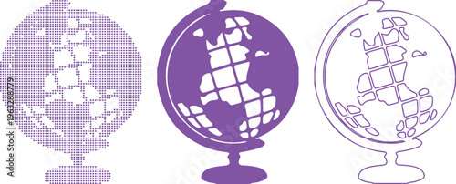 Globe Icon Representations Dot Filled Solid Outline And Contour earth world