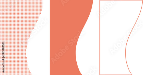 Orange wavy abstract shapes and dotted pattern on white background Keywords: abstract, background, pattern, orange