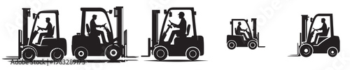 vector forklift operator silhouette style