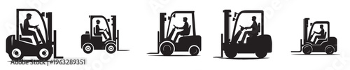 vector forklift operator silhouette style