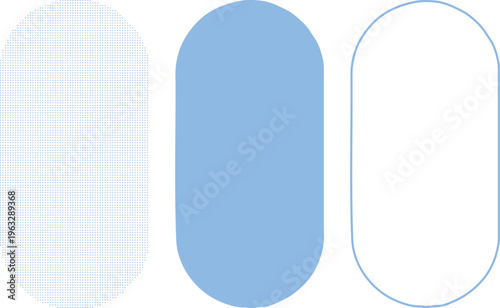 Three Oval Shapes in Blue on White Background Keywords: oval shape, oval icon, oval symbol, oval graphic, oval