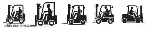 vector forklift operator silhouette style