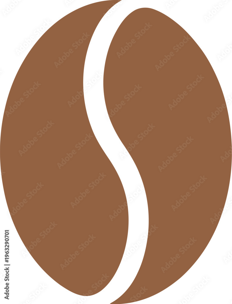 Fototapeta premium Single Brown Coffee Bean with White Split bean icon