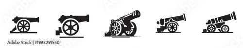 cannon vector with silhouette style