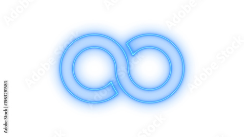 Photos Blue neon glowing infinity symbol, representing endless possibilities, continuous loops, and everlasting concepts in a futuristic digital style, isolated on transparent background