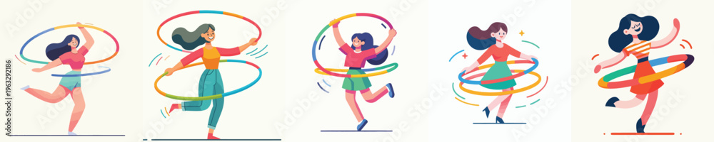 Obraz premium vector of woman playing hula hoop