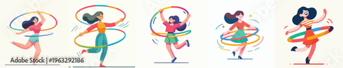 vector of woman playing hula hoop