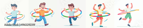 vector of young man playing hula hoop 