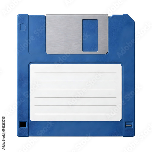 Classic Blue Floppy Disk Icon Retro Data Storage Device Vintage Computer Technology Object Isolated High Resolution Digital Storage Symbol Old School Save File Concept Png Transparent Background