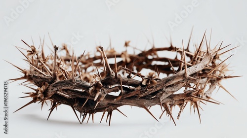 crown of thorns on white background christian easter faith symbol