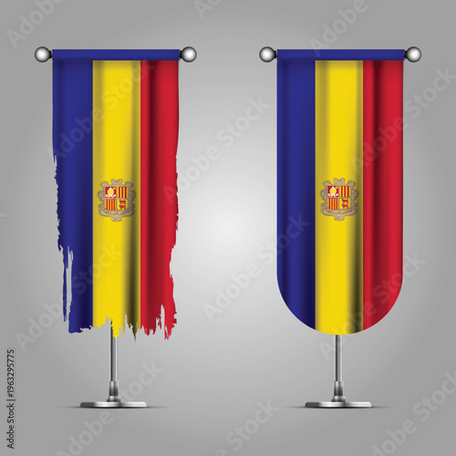 Double Style ANDORRA Flag Banners, Official Clean and Grunge Torn Look