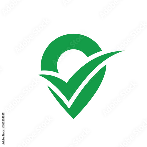 Green location pin with check mark trusted destination concept Line Art Vector illustration