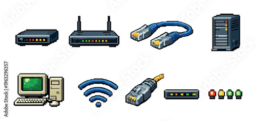 Networking and connectivity icons displayed on gray background