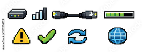 Network status and connectivity icons on gray background