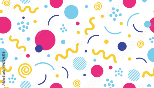 Colorful vector illustration of abstract decorative pattern symbolizing playfulness, retro style, and modern design