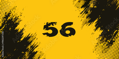 Bold number 56 displayed against a vibrant yellow and black background