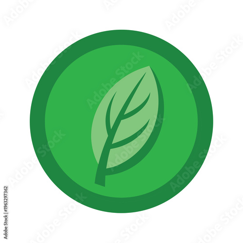 Minimal green eco coin with leaf engraving environmental investment concept Line Art Vector illustration