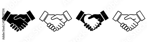 Business handshake icon set partnership deal cooperation symbols