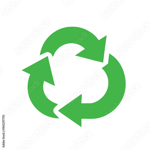 Minimal green eco recycle arrows in smooth round loop sustainability concept Line Art Vector illustration