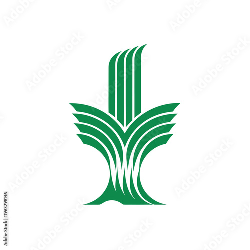 Minimal Green Energy Progress Bar Growing Like Plant Representing Renewable Power On white Background Line Art Vector illustration