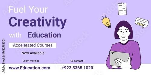 Educational banner for students. concept of accelerated online learning for student engagement, skill development