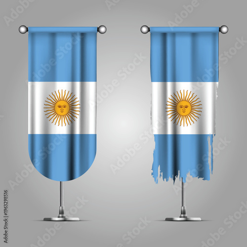 Double Style ARGENTINA Flag Banners, Official Clean and Grunge Torn Look