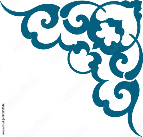 Decorative Corner Ornament Vintage Floral Swirl Design