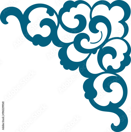 Decorative Corner Ornament Vintage Floral Swirl Design