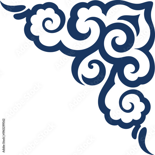 Decorative Corner Ornament Vintage Floral Swirl Design