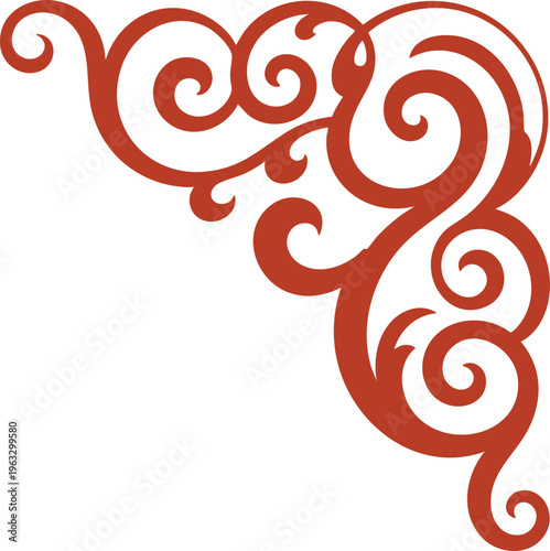 Decorative Corner Ornament Vintage Floral Swirl Design