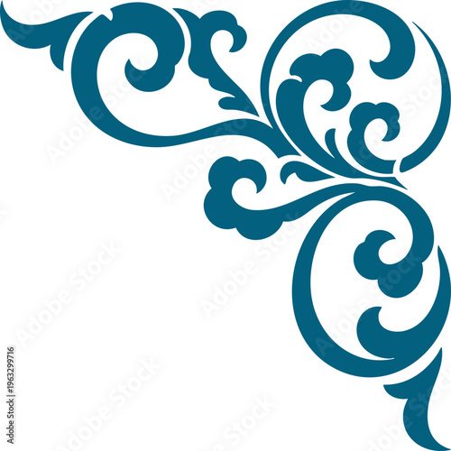 Decorative Corner Ornament Vintage Floral Swirl Design