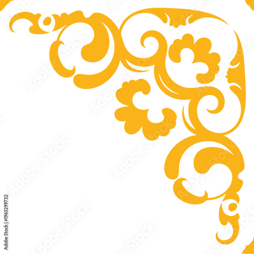 Decorative Corner Ornament Vintage Floral Swirl Design