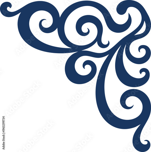 Decorative Corner Ornament Vintage Floral Swirl Design