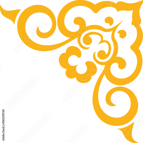 Decorative Corner Ornament Vintage Floral Swirl Design