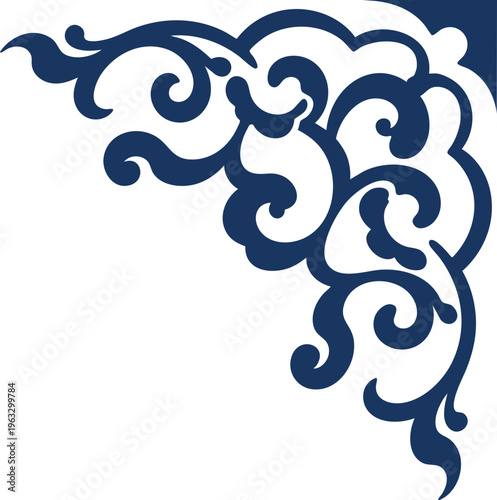 Decorative Corner Ornament Vintage Floral Swirl Design