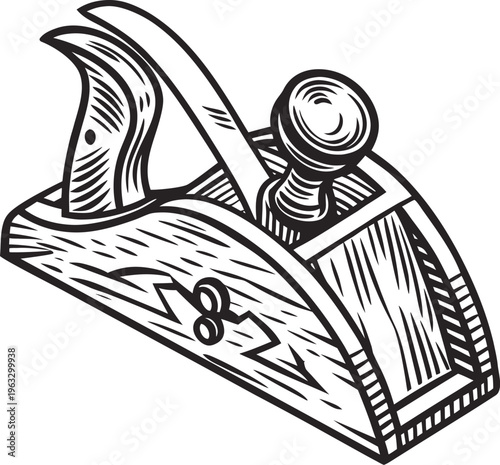 Vintage wood plane, hand tool, woodworking equipment, carpentry plane